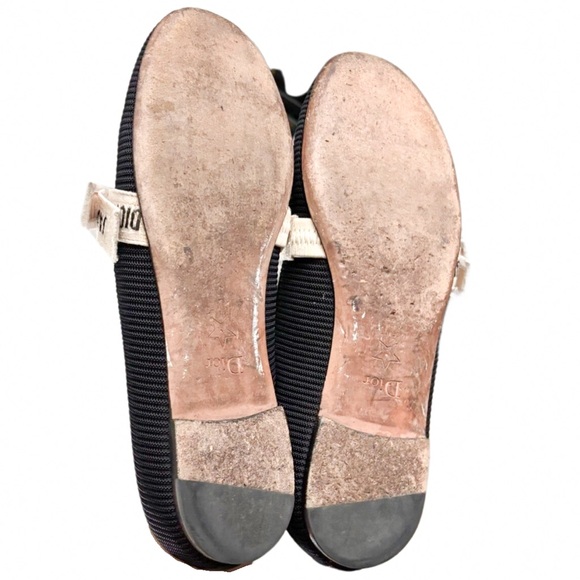 Dior J’Adior Two-Toned Black Fabric Ribbon Logo Mary Jane Ballet Flats - Picture 5 of 5